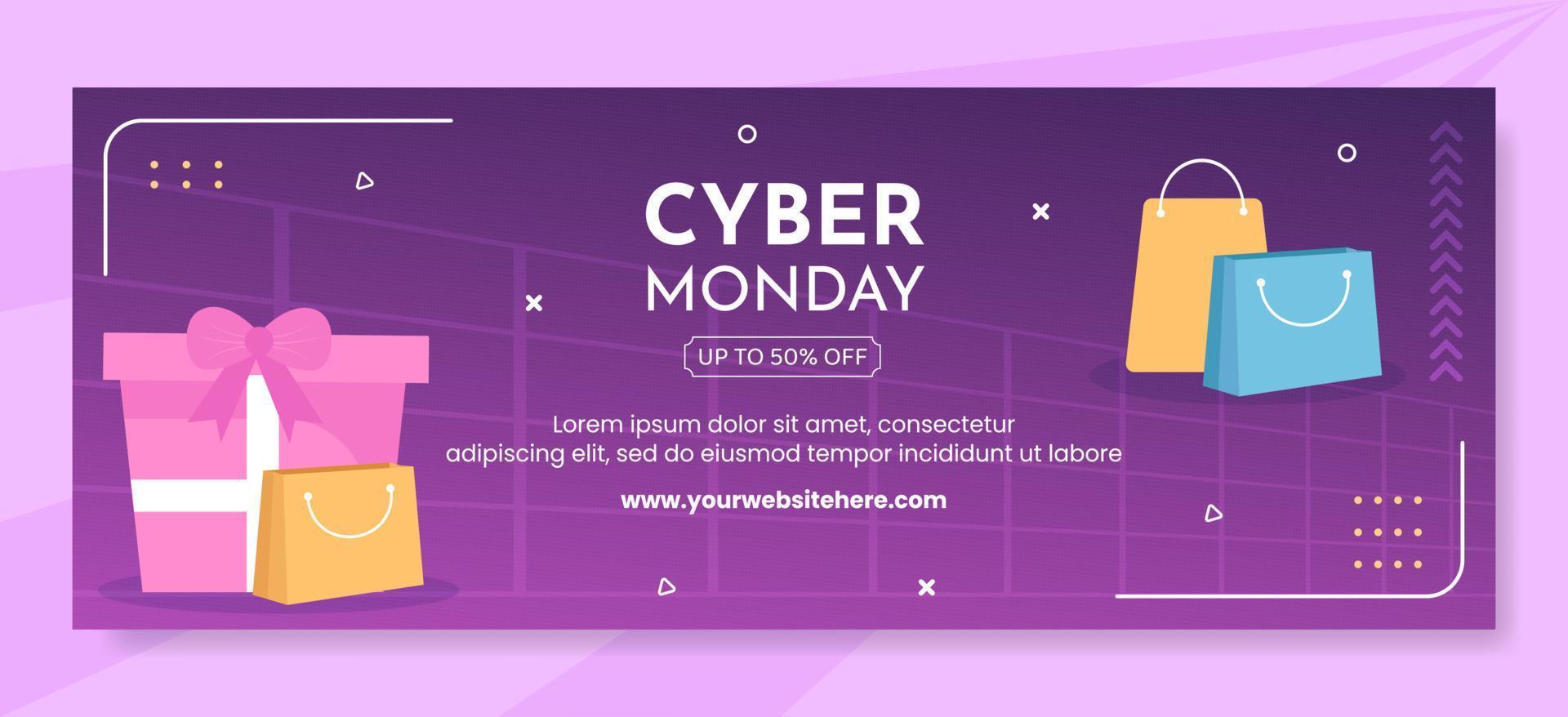 Cyber Monday Sale Cover Template Hand Drawn Cartoon Flat Illustration vector