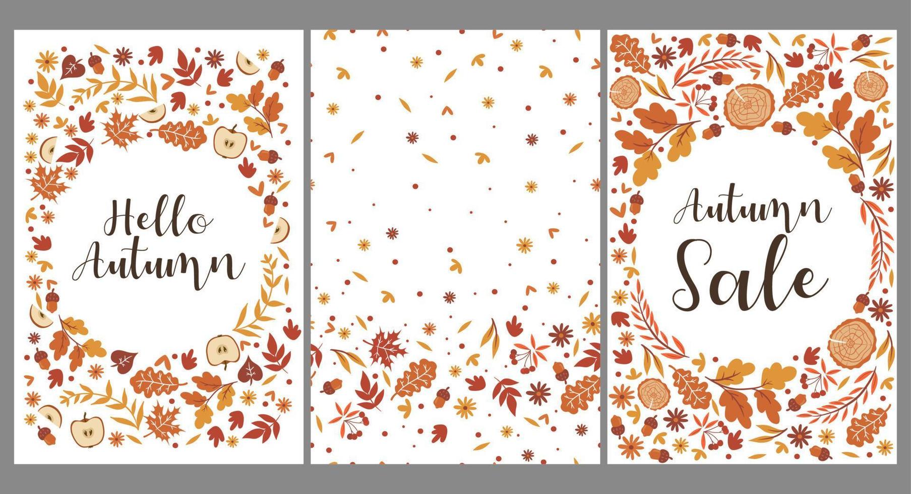 conjunto de plantillas con hojas de otoño. gráficos vectoriales vector