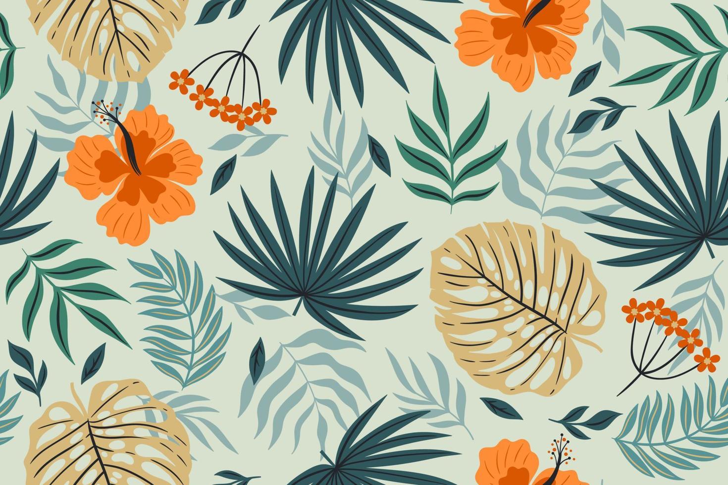 Tropical leaves summer seamless pattern Royalty Free Vector