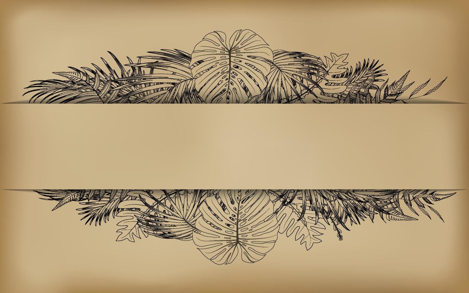 drawing nature leaf rainforest on frame vintage vector