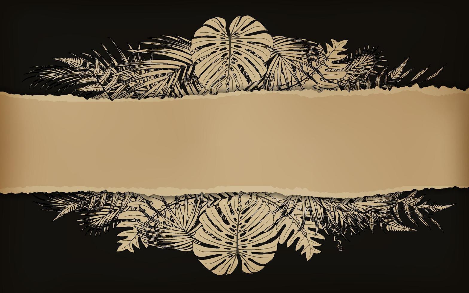 drawing nature leaf rainforest on vintage background vector