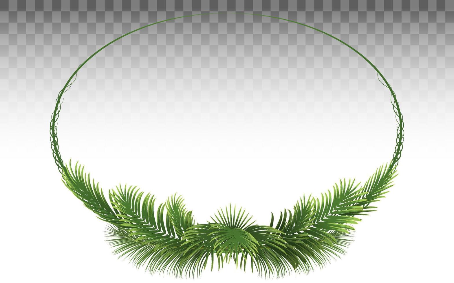 palm leaves frame, green nature leaf on circle border vector