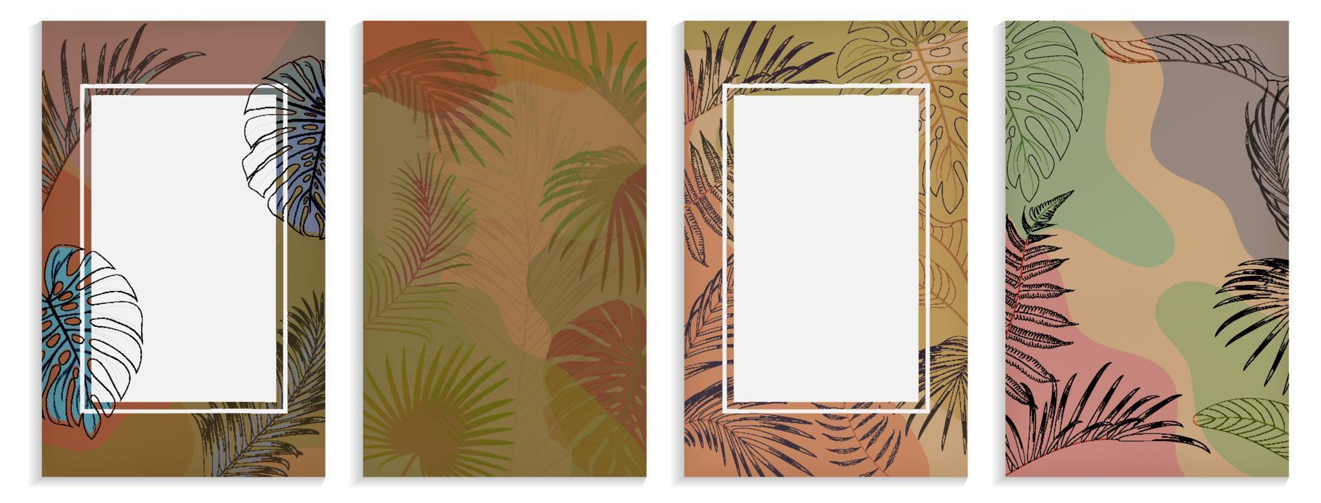 set of frame with tropical leaf vector