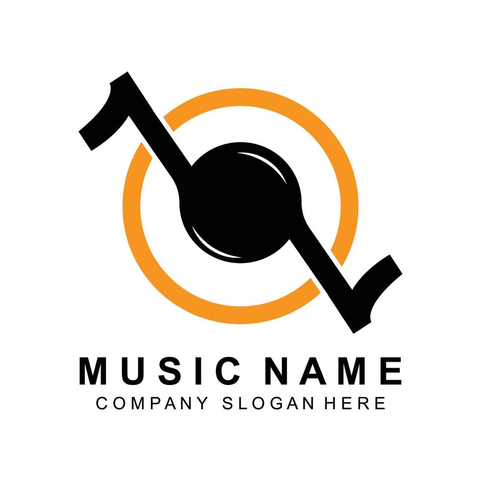 Note Music Logo Design, Sound Wave Logo Illustration, Company Brand Vector