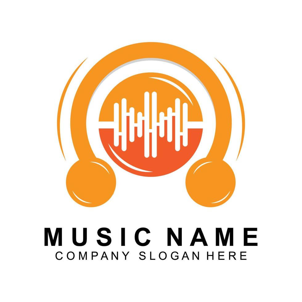 Note Music Logo Design, Sound Wave Logo Illustration, Company Brand Vector