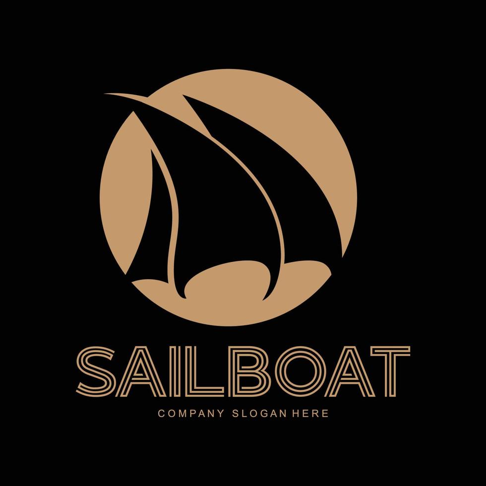 diseño de logotipo de velero, ilustración de barco de pesca, icono de vector de marca de empresa