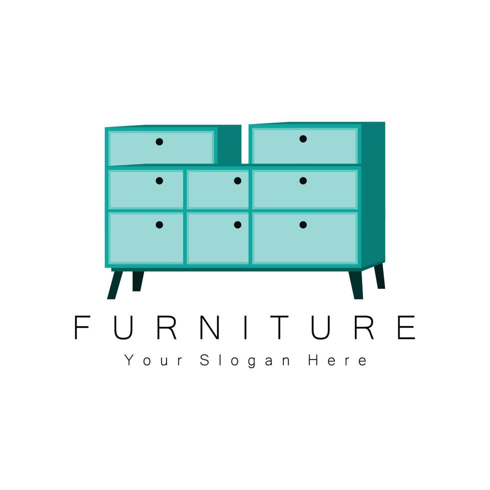 Furniture Logo Design, Home Furniture Illustration Table Icons, Chairs, Cupboards, Lamps vector