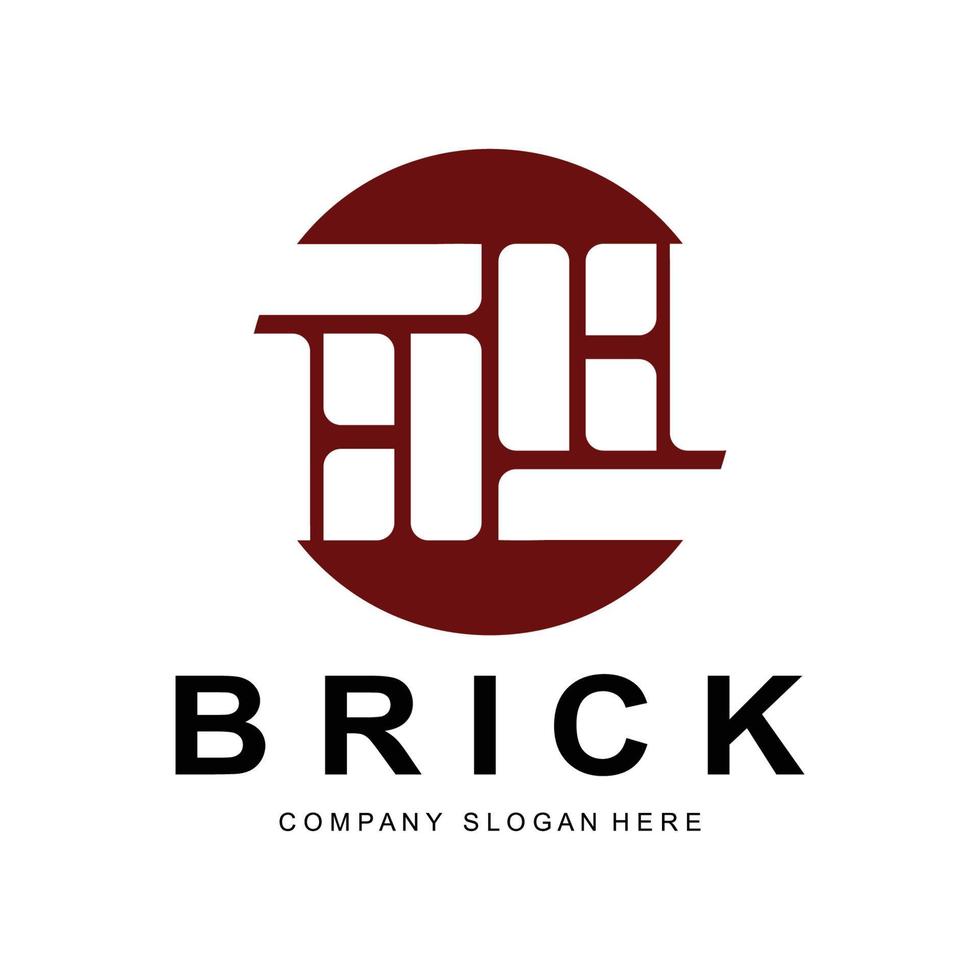 Bricks Logo Design, Material Stone Illustration Vector, Building Construction Icon vector