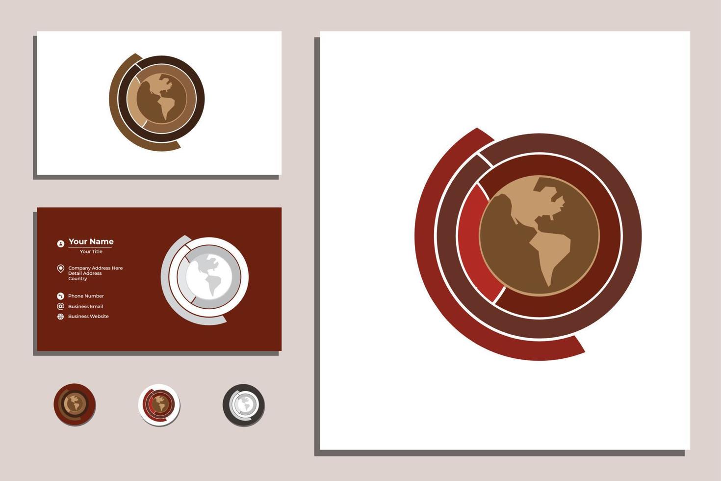 globe in circle with business card vector