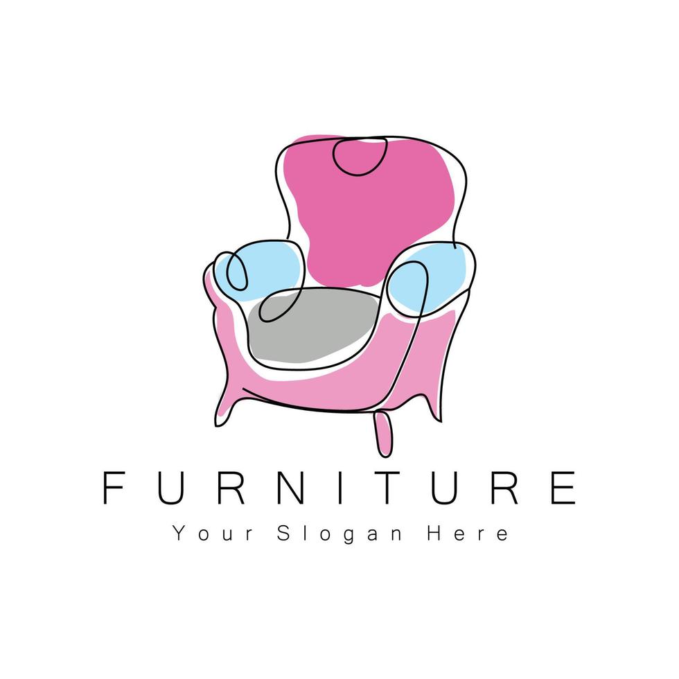 Furniture Logo Design, Home Furniture Illustration Table Icons, Chairs, Cupboards, Lamps vector