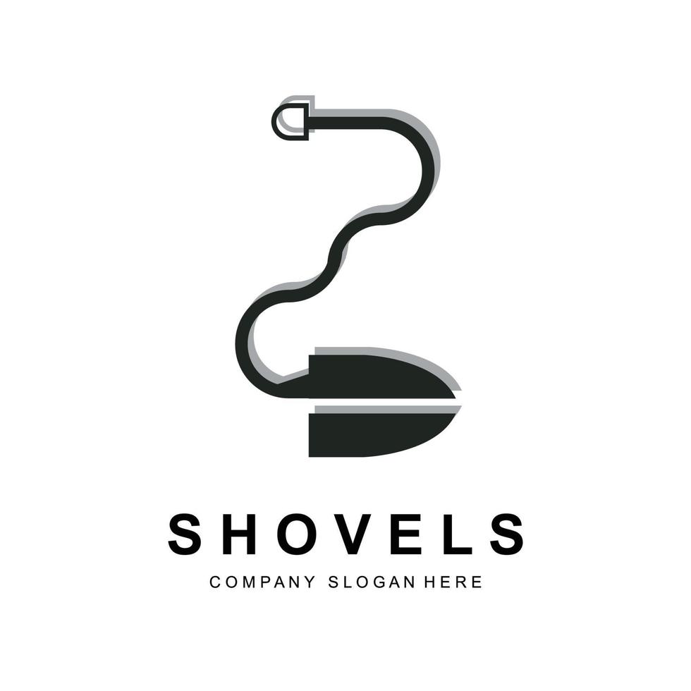 Shovel Logo Design, Construction Worker Tool Illustration Vector, Building Construction Icon vector