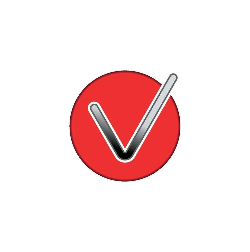 Check list button icon. Check mark in red circle sign. vector