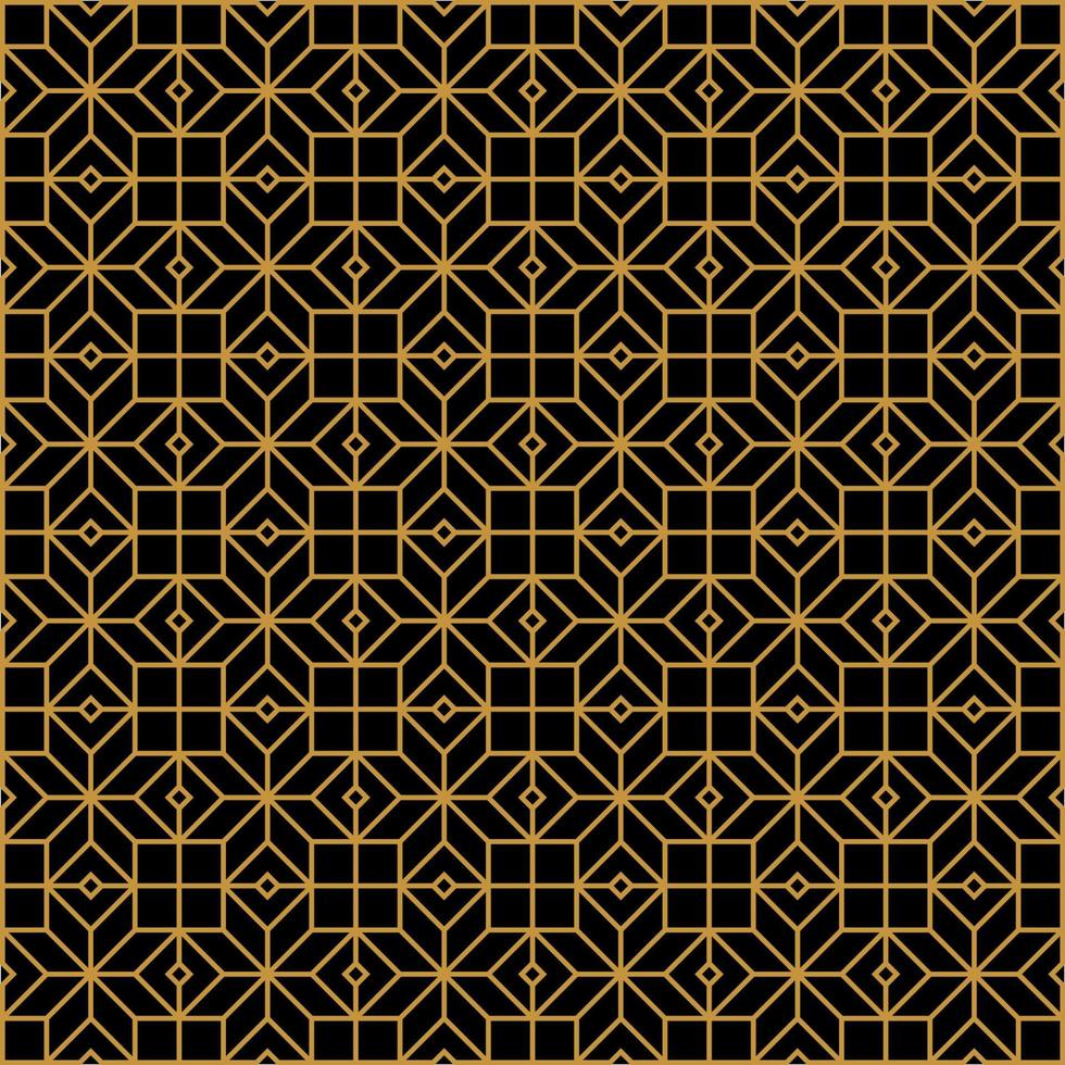 Abstract seamless pattern. Geometric figure. Black and gold background. Vector illustration.
