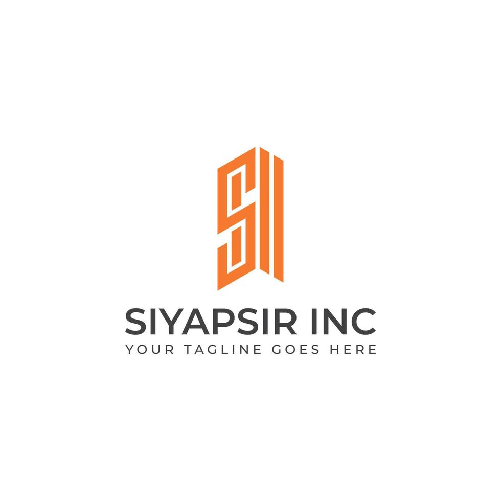 Abstract initial letter SI or IS logo in orange color isolated in white background applied for construction investment company logo also suitable for the brands or companies have initial name SI or IS vector