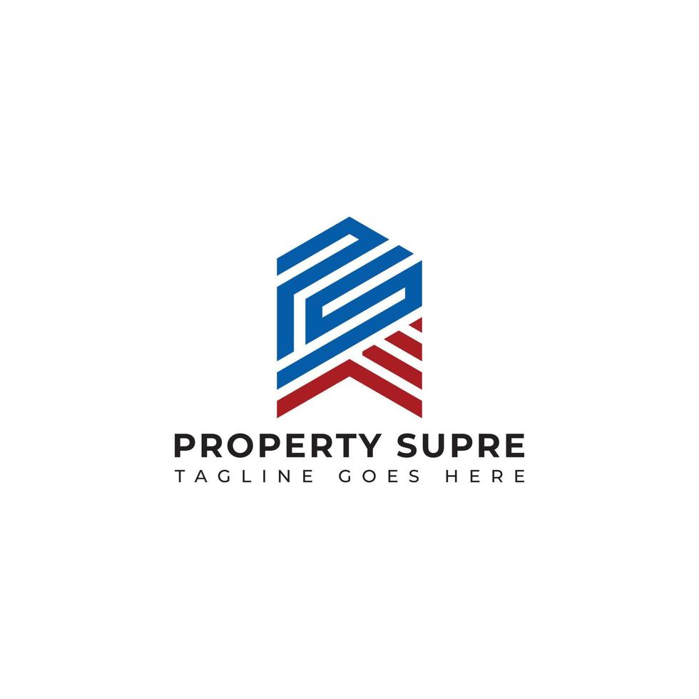 Abstract initial letter PS or SP logo in red-blue color isolated in white background applied for property company logo also suitable for the brands or companies have initial name PS or SP vector