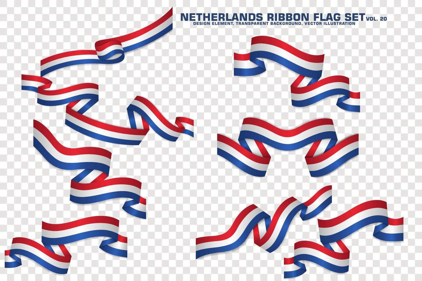 Netherlands Ribbon Flags Set, Element design, 3D style. vector Illustration