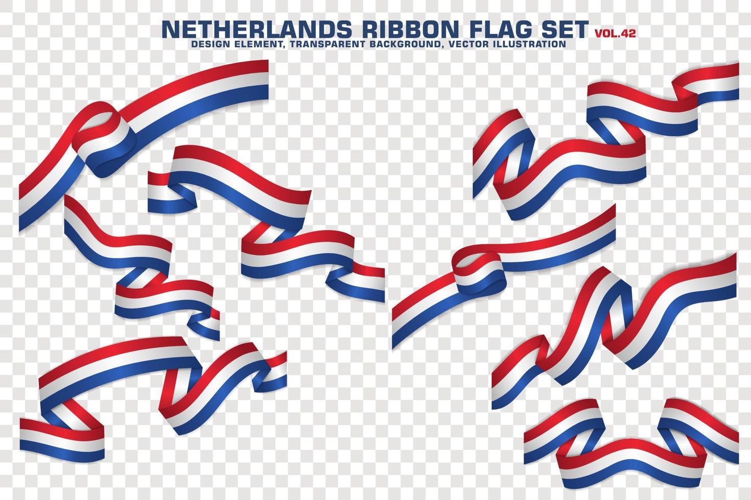 Netherlands Ribbon Flags Set, Element design, 3D style. vector Illustration
