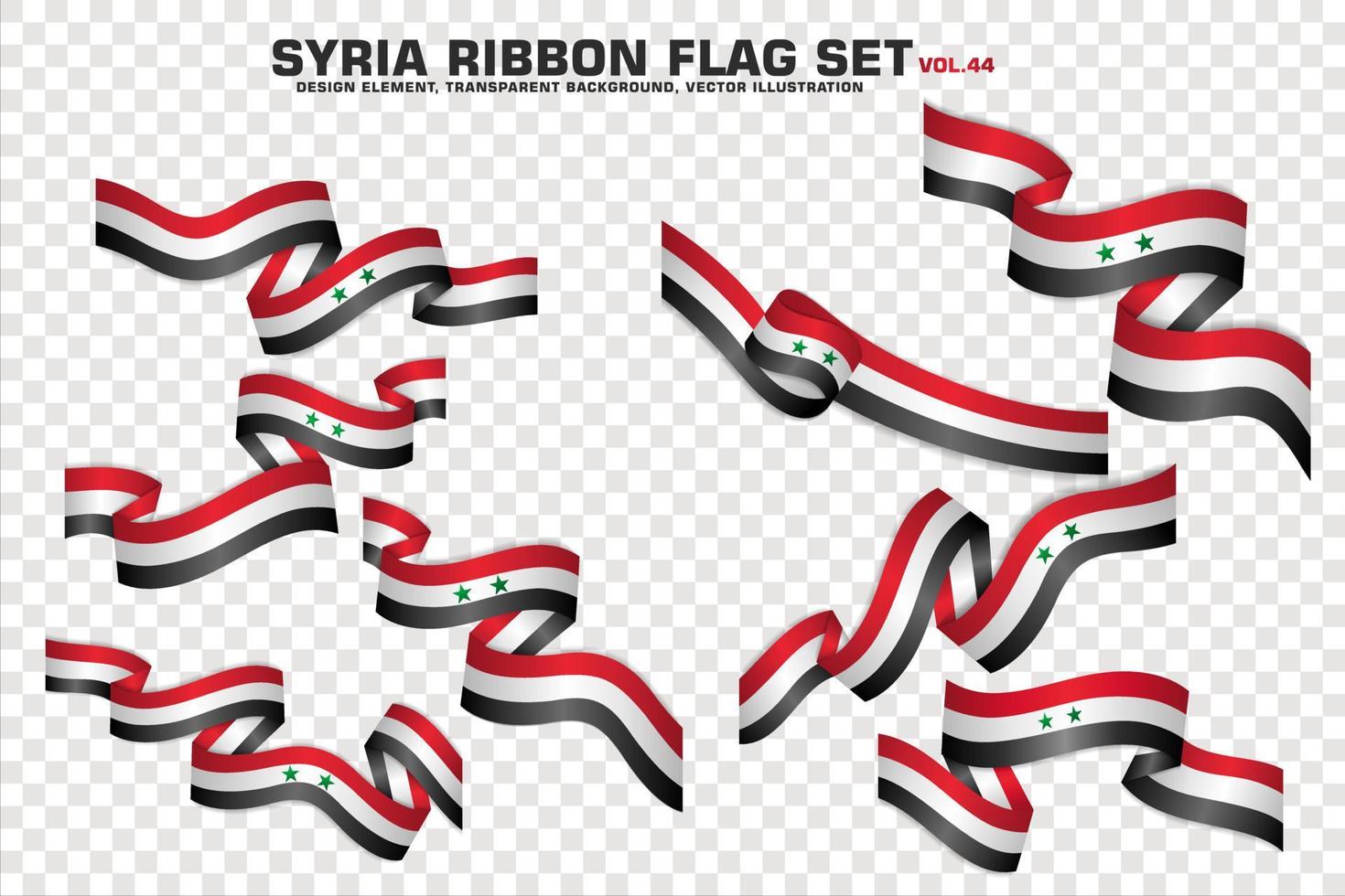 Syria Ribbon Flags Set, Element design, 3D style. vector Illustration