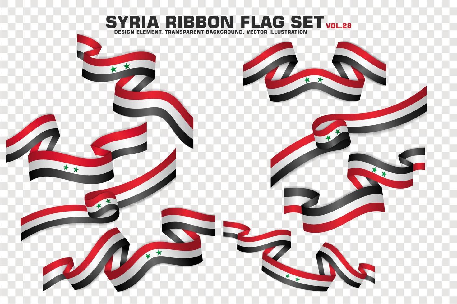 Syria Ribbon Flags Set, Element design, 3D style. vector Illustration