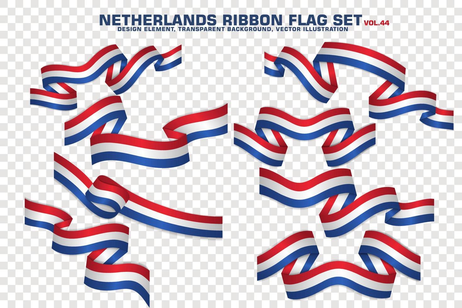 Netherlands Ribbon Flags Set, Element design, 3D style. vector Illustration
