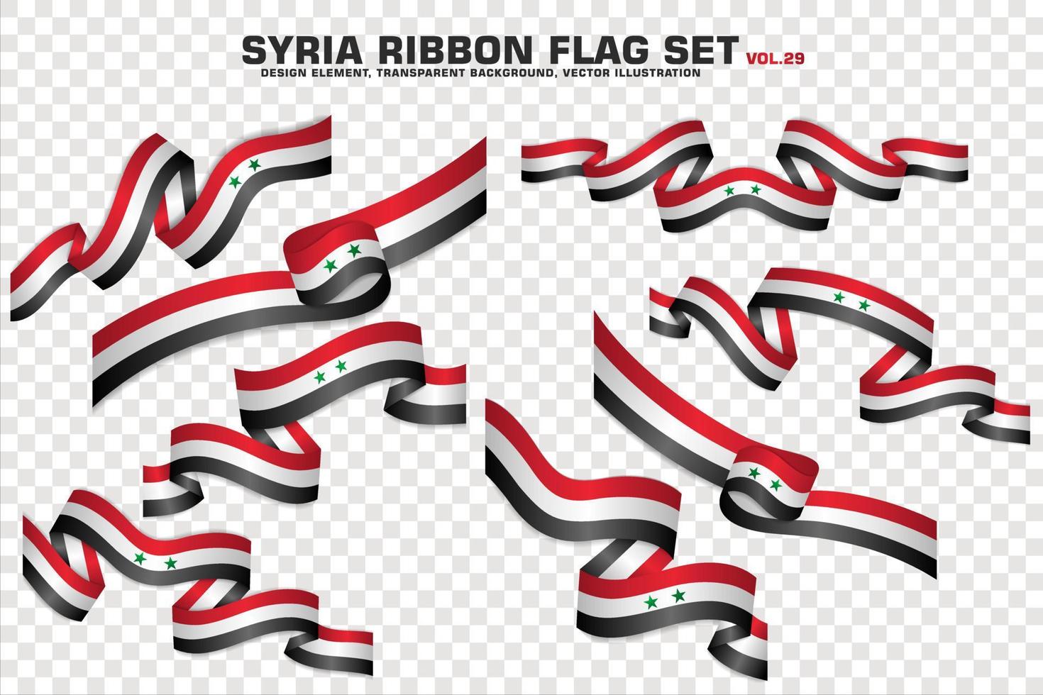Syria Ribbon Flags Set, Element design, 3D style. vector Illustration