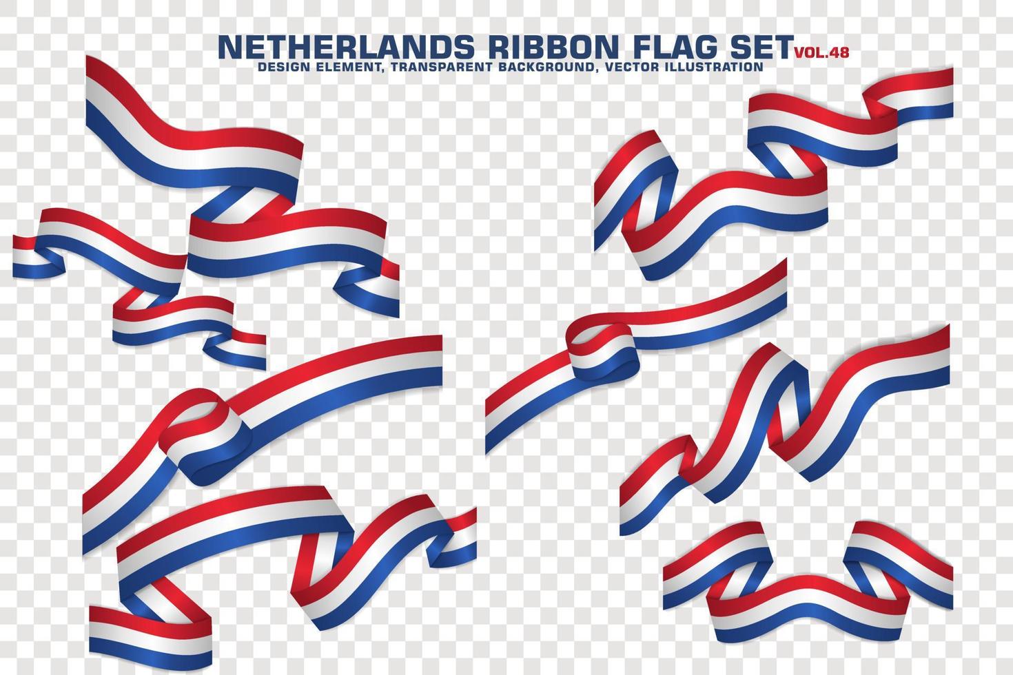 Netherlands Ribbon Flags Set, Element design, 3D style. vector Illustration