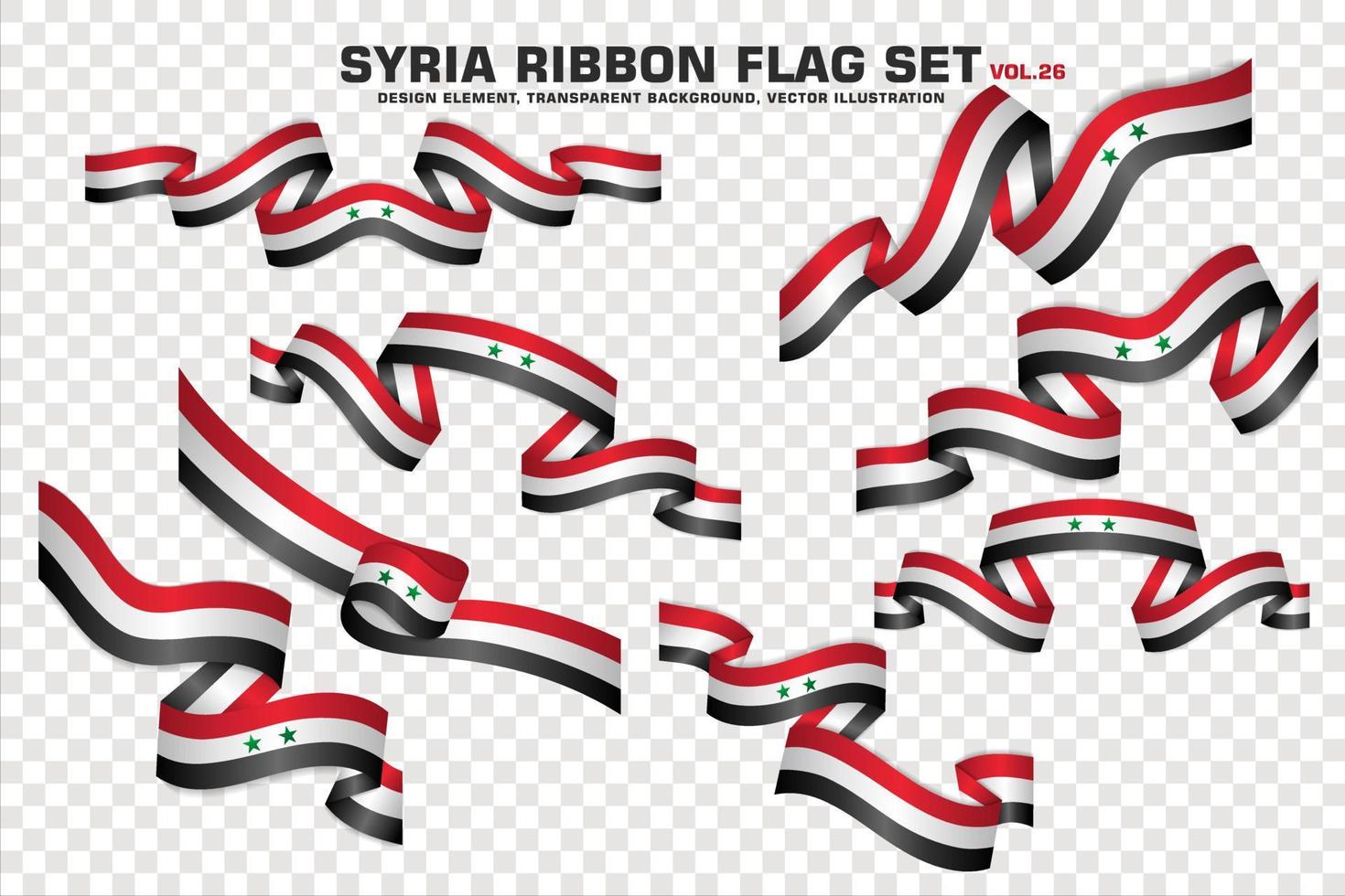 Syria Ribbon Flags Set, Element design, 3D style. vector Illustration