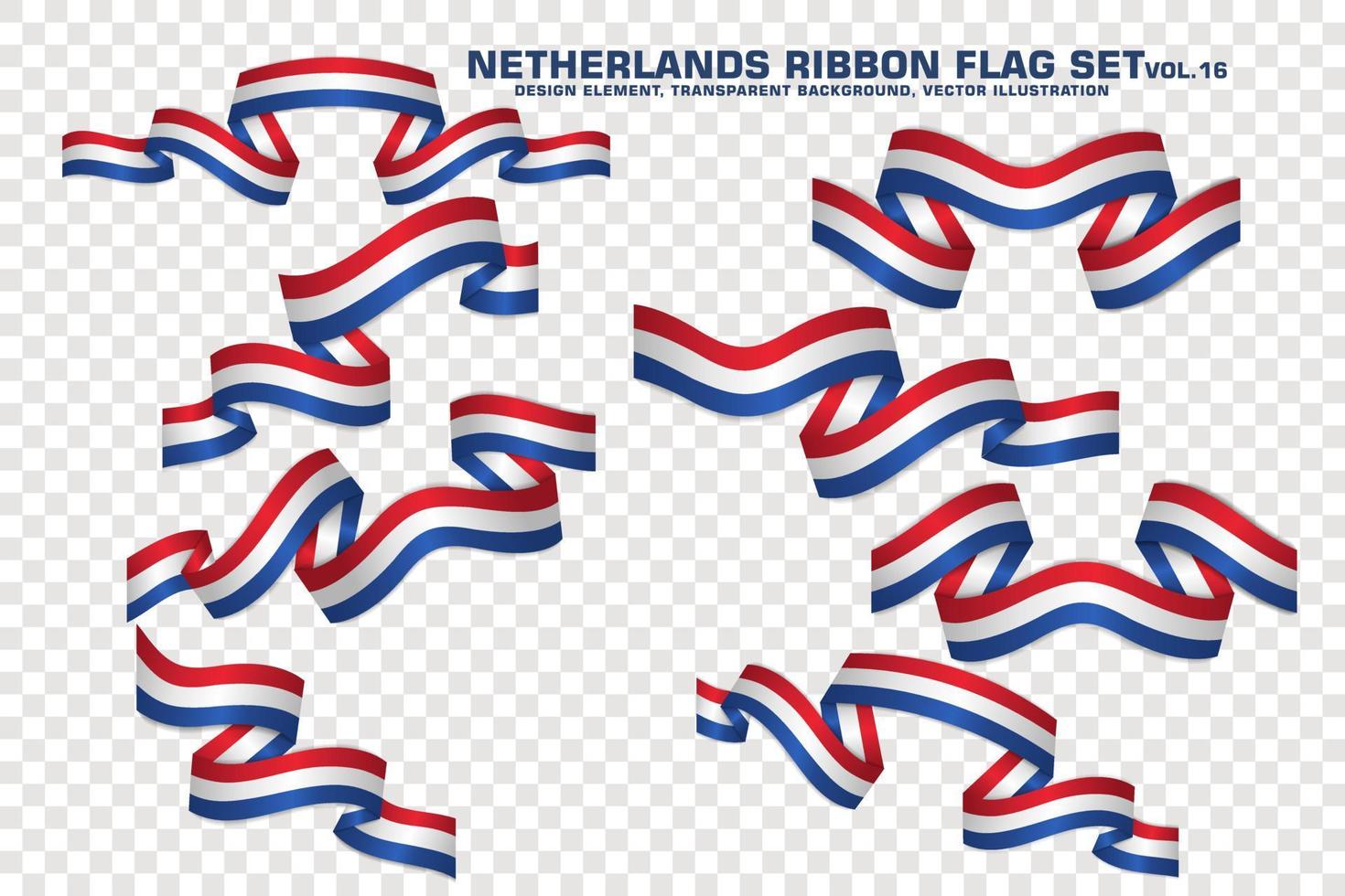 Netherlands Ribbon Flags Set, Element design, 3D style. vector Illustration