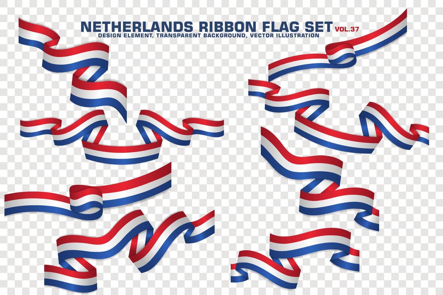 Netherlands Ribbon Flags Set, Element design, 3D style. vector Illustration