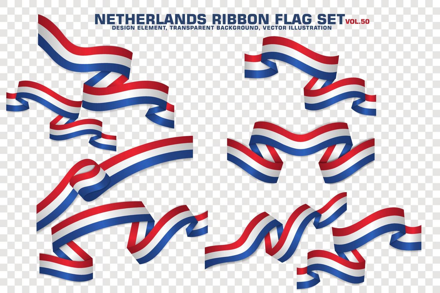 Netherlands Ribbon Flags Set, Element design, 3D style. vector Illustration