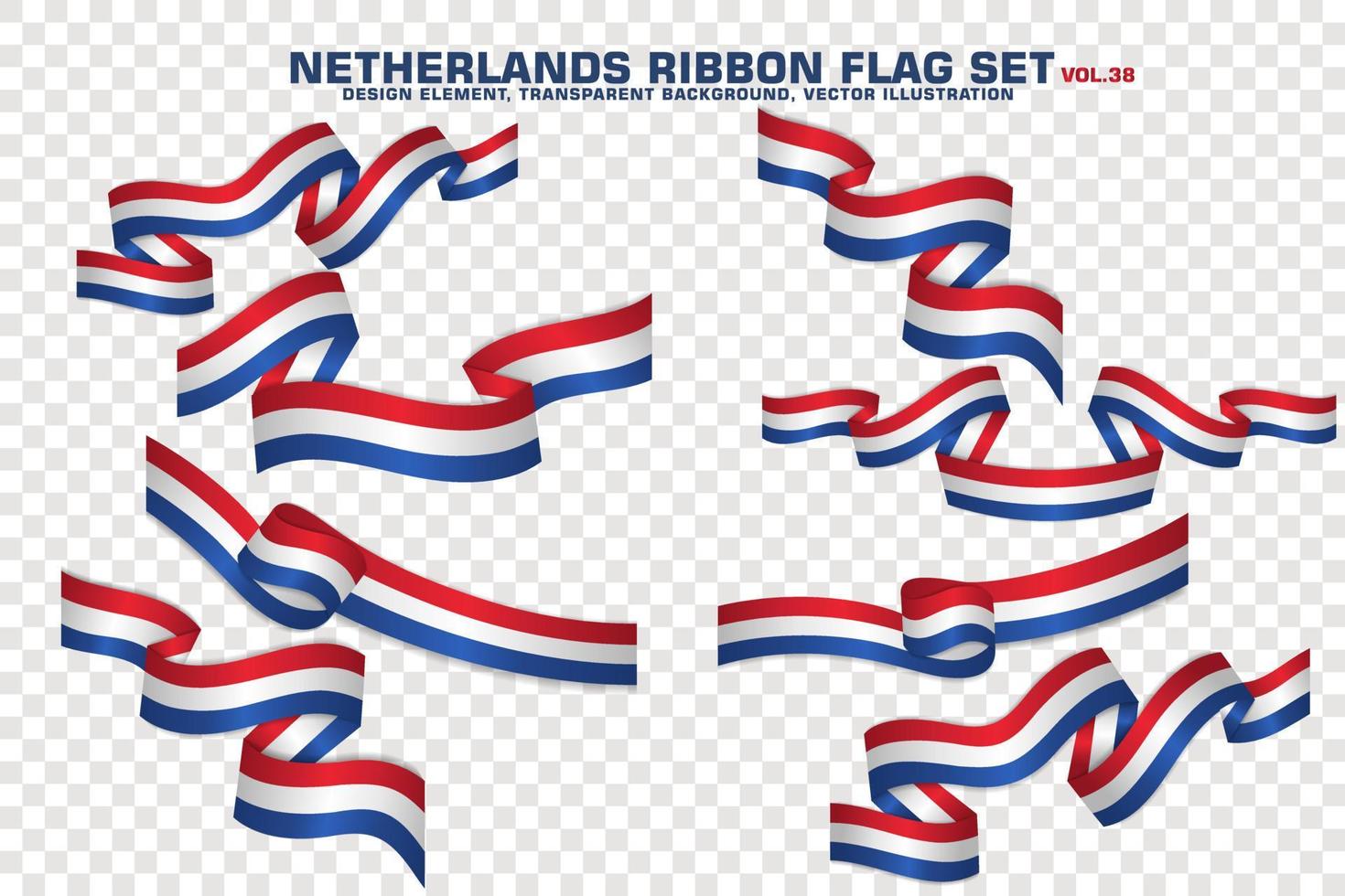 Netherlands Ribbon Flags Set, Element design, 3D style. vector Illustration