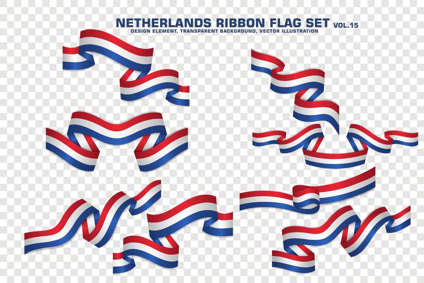 conjunto de banderas de cinta de países bajos, diseño de elementos, estilo 3d. ilustración vectorial vector