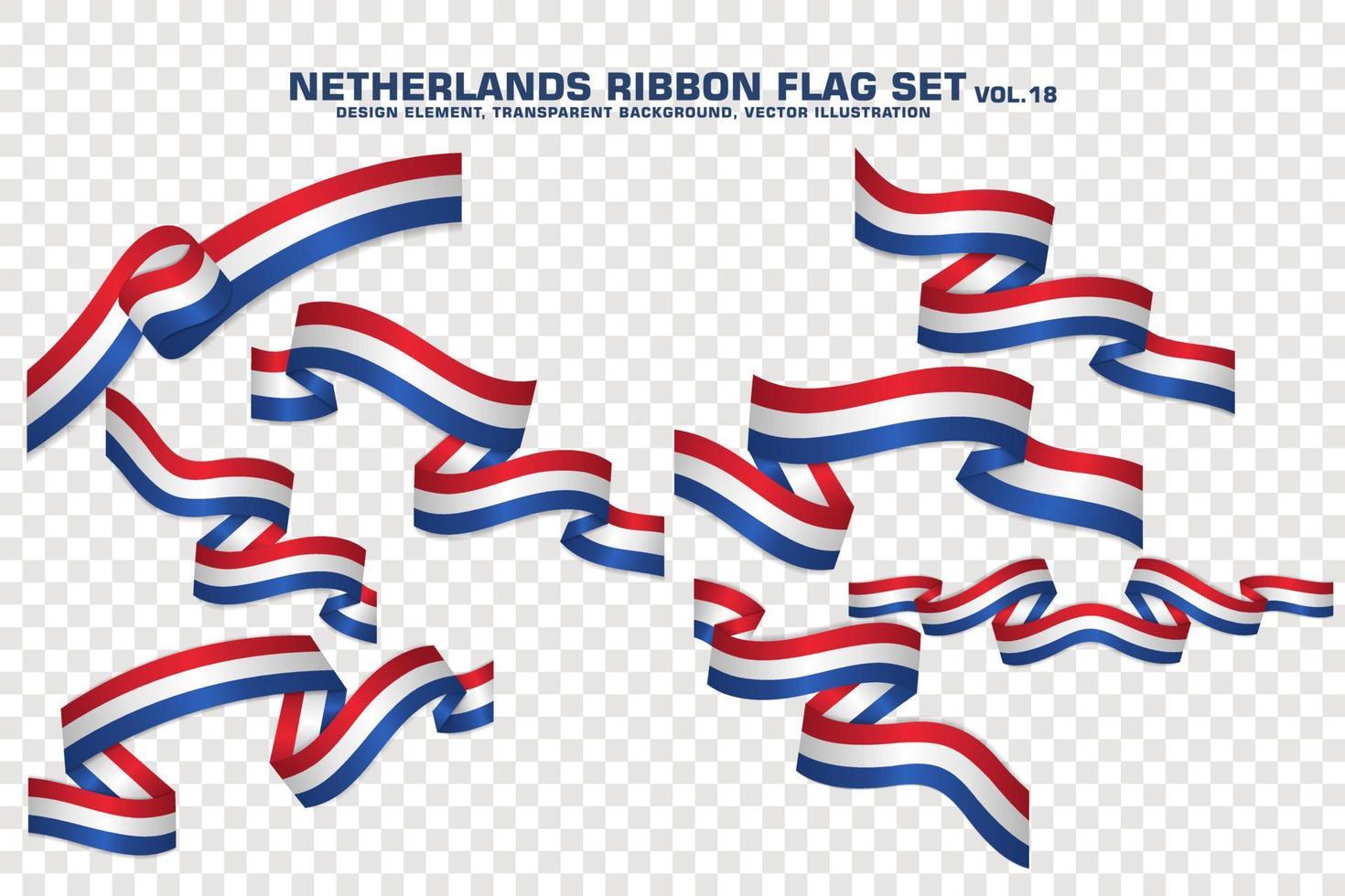 Netherlands Ribbon Flags Set, Element design, 3D style. vector Illustration