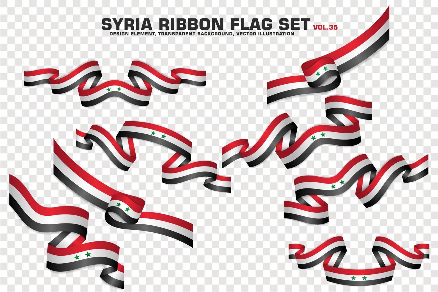 Syria Ribbon Flags Set, Element design, 3D style. vector Illustration