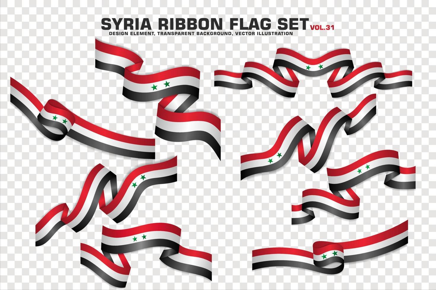 conjunto de banderas de cinta siria, diseño de elementos, estilo 3d. ilustración vectorial vector