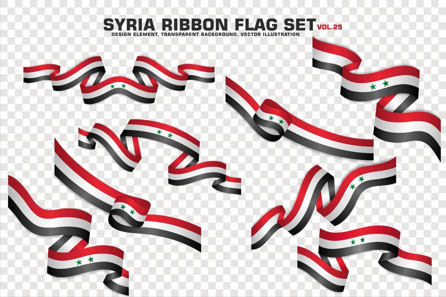Syria Ribbon Flags Set, Element design, 3D style. vector Illustration