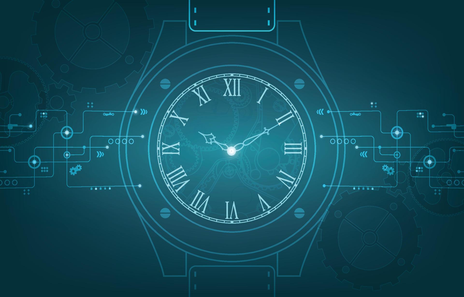 Technology clock vector background.computer time concept 10227206 ...