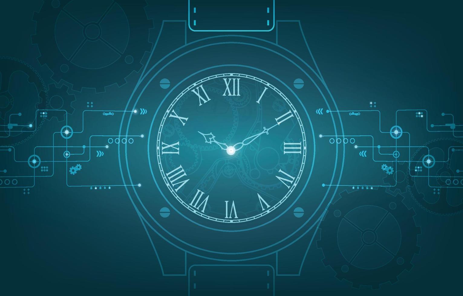 Technology clock vector background.computer time concept