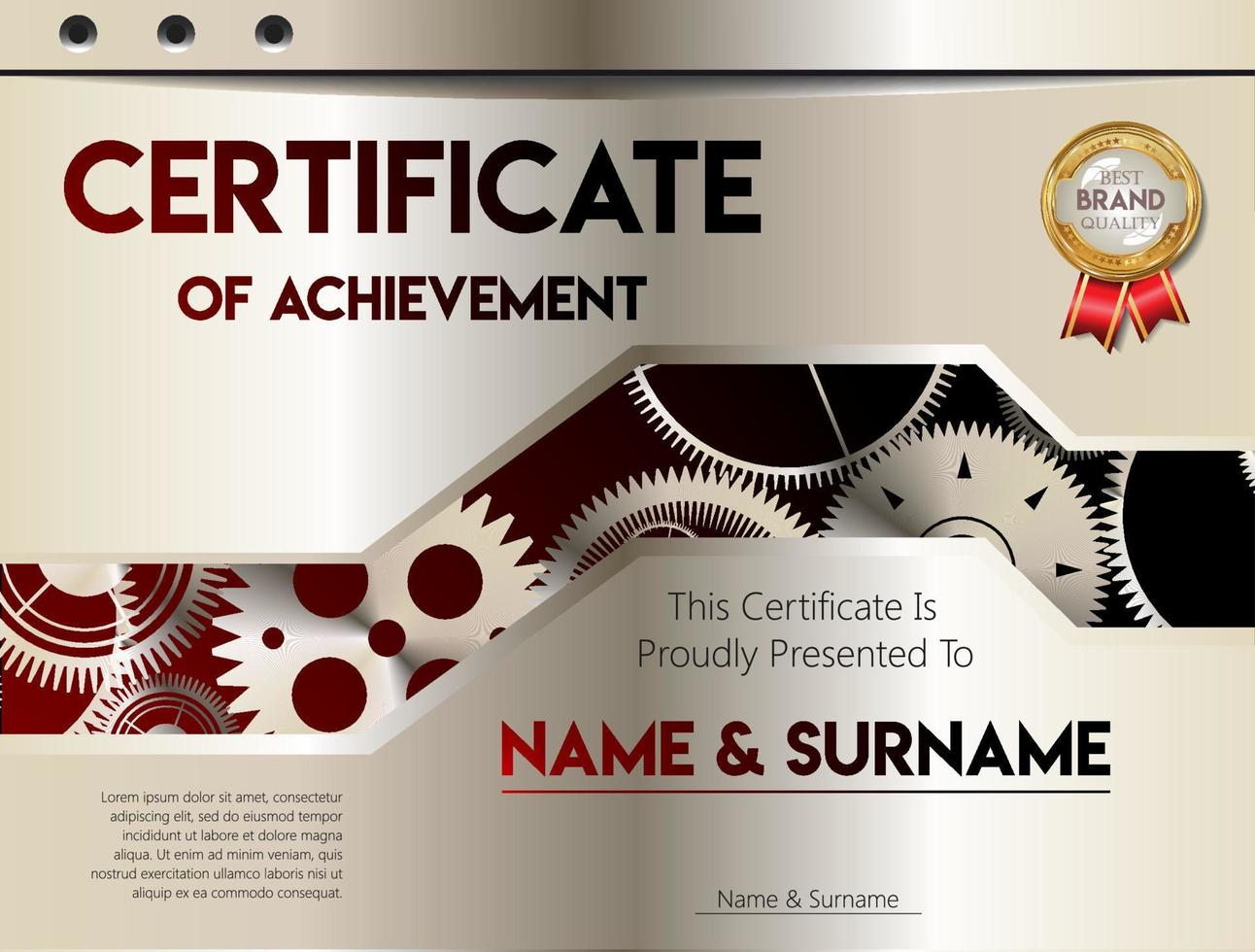 Technology design of certificate or diploma with metallic gears vector