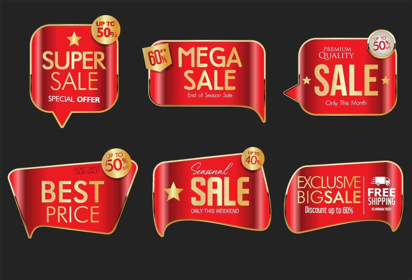 Collection of red badges and labels modern super sale style vector