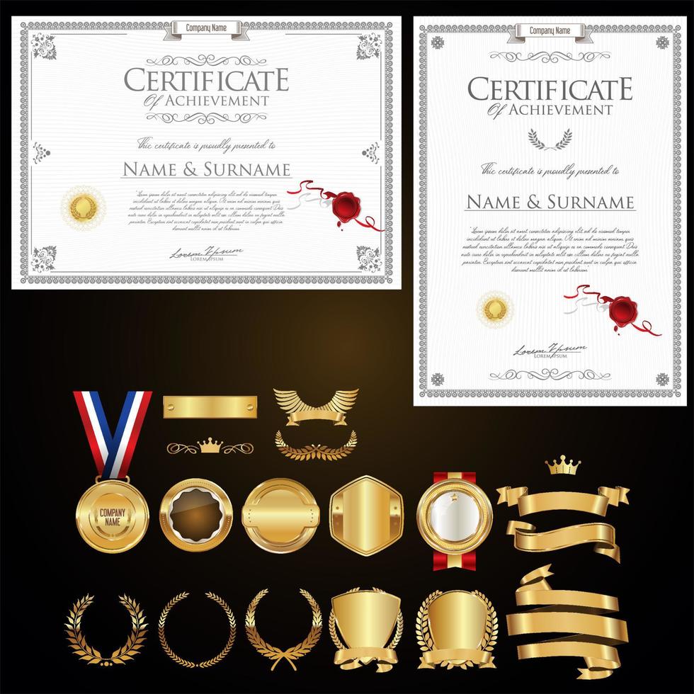 Certificate or diploma retro vintage design template vector