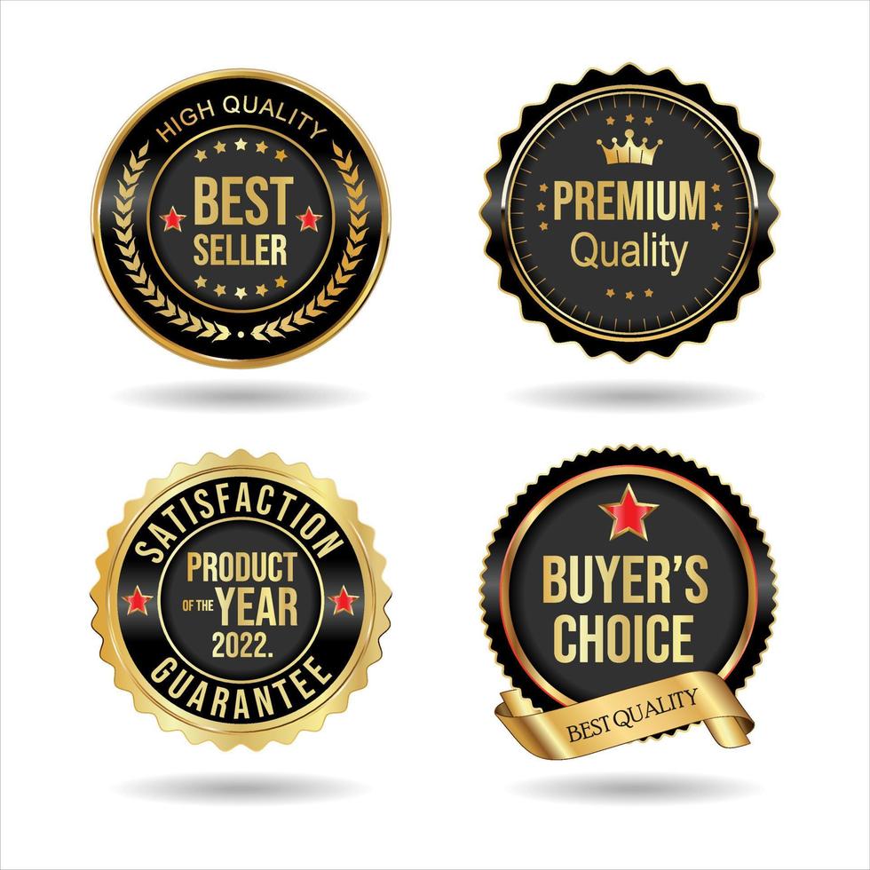 High quality and best seller collection of gold and black badges vector