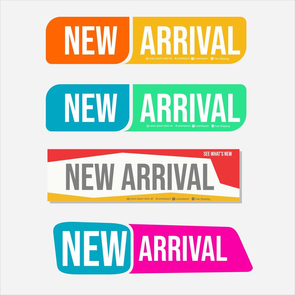 Collection of NEW ARRIVAL product banner flat design for apps and websites vector
