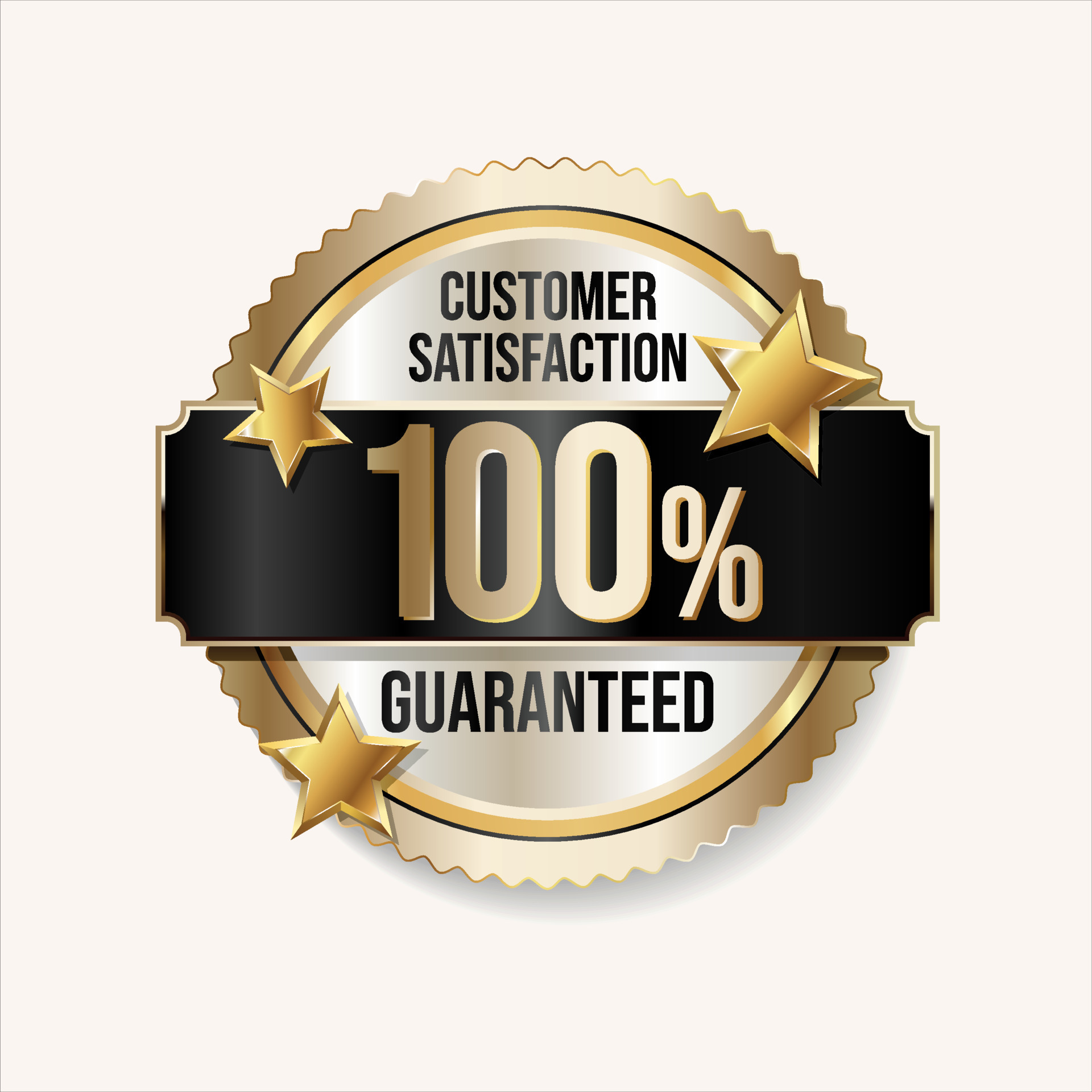Customer satisfaction guaranteed hundred percent golden badge 10227254