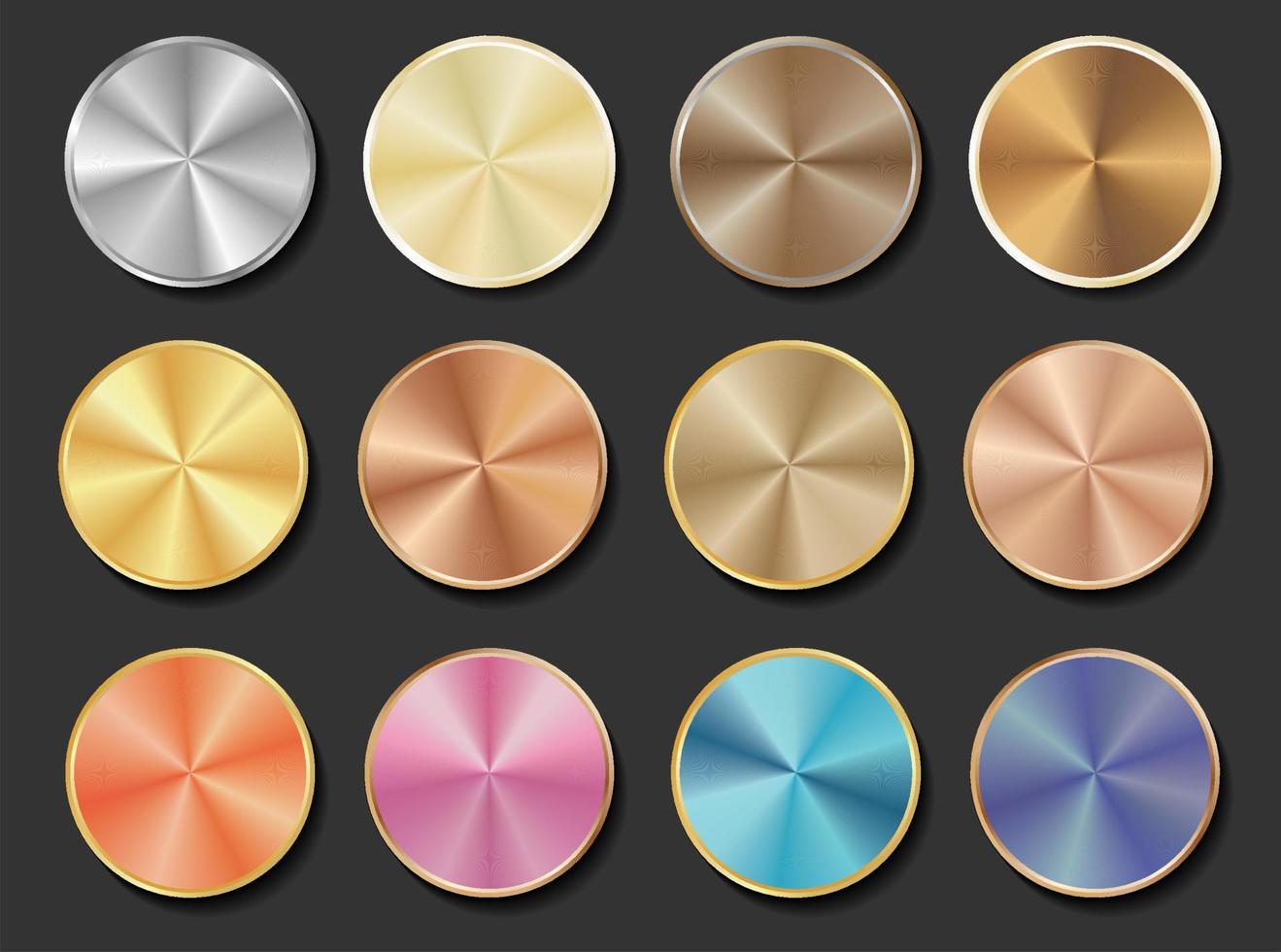 colección de insignias de degradado cónico de diferentes colores vector