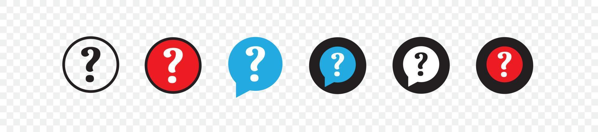 Question mark icon set. Message box with question mark icon. Button vector icon isolated on background. Vector illustration