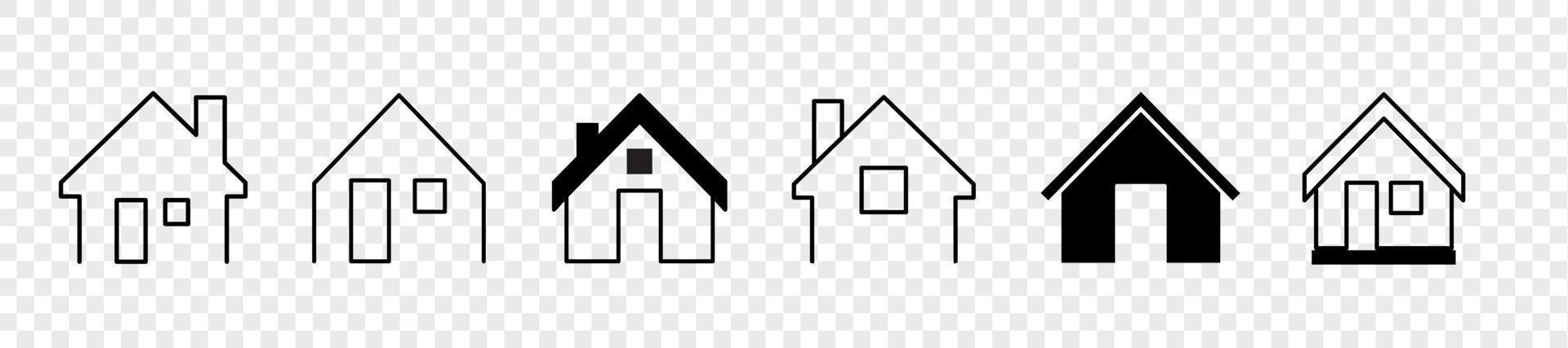 House icons set. Home icon collection. Real estate. Flat style houses symbols for apps and websites on background vector