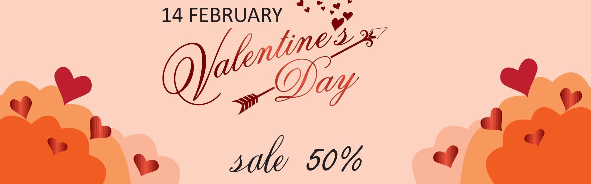 Valentine's day sale banner template vector