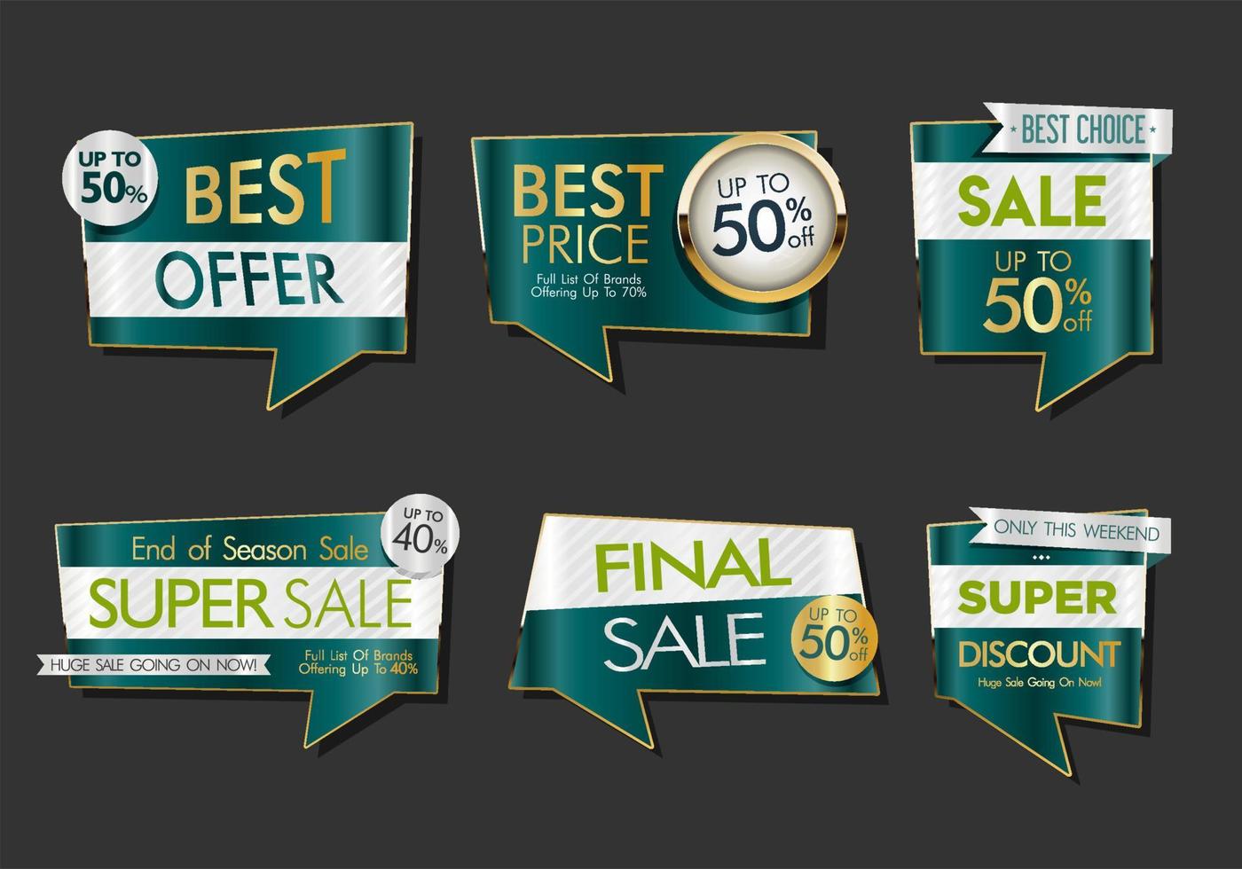 Collection of Golden badges and labels vector