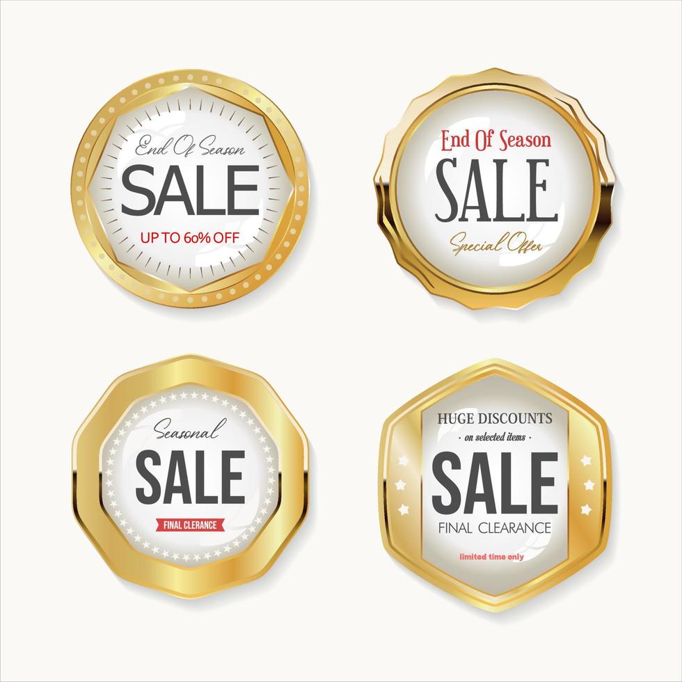 Collection of golden badges and labels retro style vector